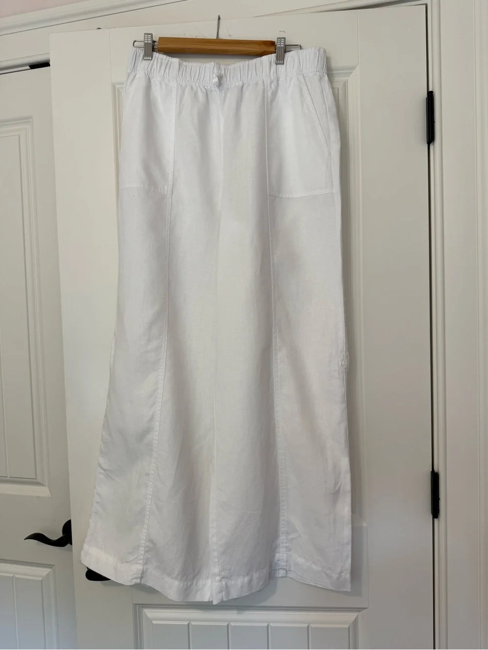 Reformation White Elastic-Waist wide leg linen pants - Picture 1 of 7
